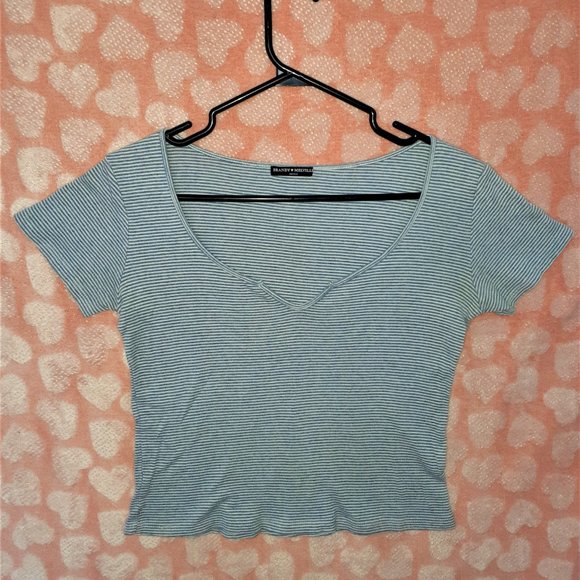 Brandy Melville Tops - Items $10 and under 3/$20 Brandy Melville, OS, Blue & Stripped V-Neck Tshirt